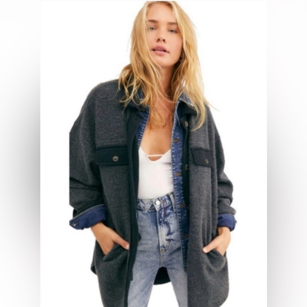 Free People Ruby Jacket in Washed Black, Size Small